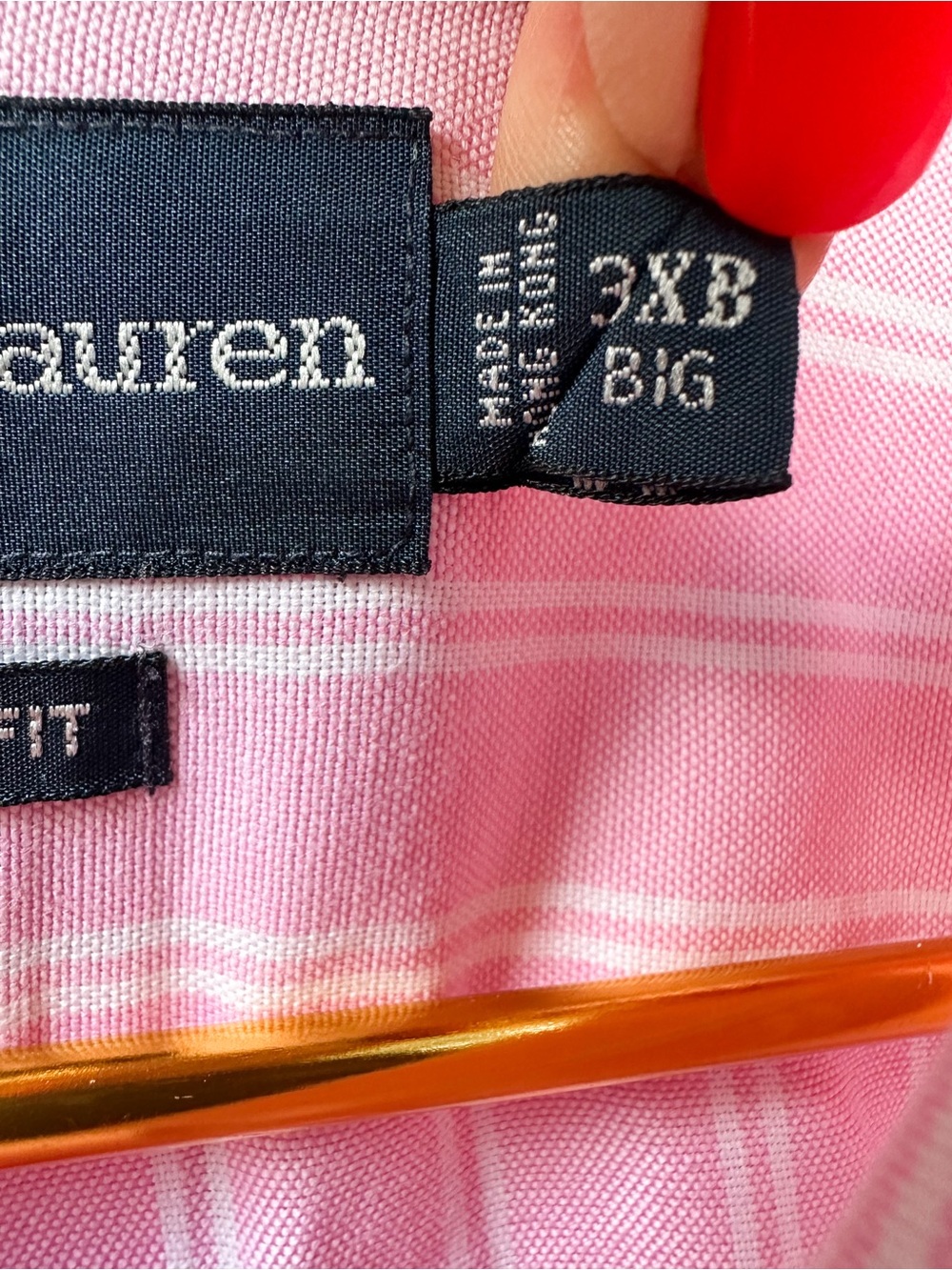 Ralph Lauren Pink White Stripe Oxford Button Down Shirt Pony Logo 3XB Big Cotton - Picture 4 of 11